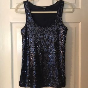 Navy Blue Sequin Tank
